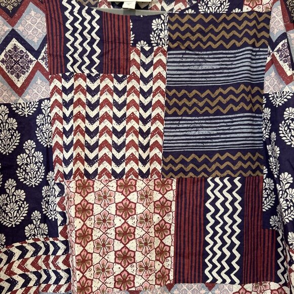 J Jill Multicolor Patchwork Print‎ 3/4 Sleeve Blouse Top - Picture 5 of 9